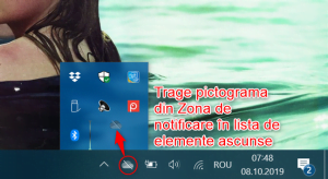 Ascunde pictograma OneDrive în panoul expandabil