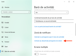 Accesează Activați sau dezactivați pictograme de sistem