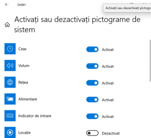 Activează comutatoarele pictogramelor pe care vrei să le activezi