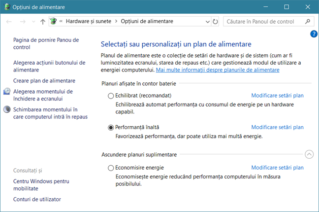 Windows, planuri alimentare