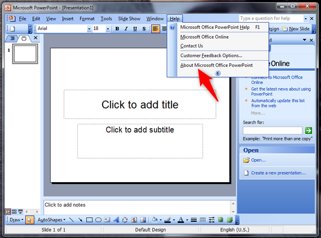 Despre Microsoft Office PowerPoint în Office 2003