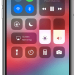 Procentul de baterie, afișat în Centrul de control de pe un iPhone X