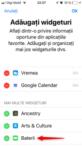 Adăugați widgeturi