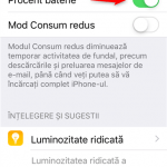 Comutatorul Procent baterie de pe un iPhone
