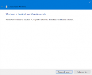 Repornește pentru a finaliza instalarea modificărilor