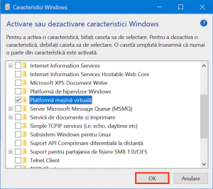 Am adăugat componenta Platformă mașină virtuală