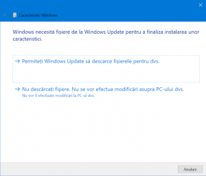Este posibil să trebuiască descărcate anumite fișiere necesare pentru instalare