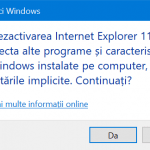 Windows 10 te avertizează de consecințele dezactivării anumitor caracteristici