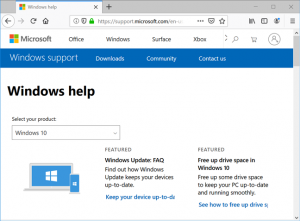 Pagina Windows 10 oferă ponturi și informații despre actualizări