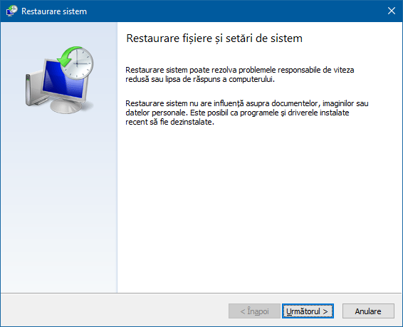 Windows, Protectie Sistem, System Restore