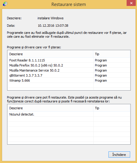 Windows, Protectie Sistem, System Restore
