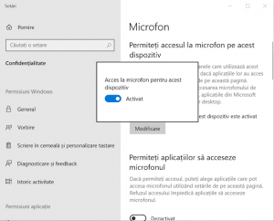 Activează Accesul la microfon pentru acest dispozitiv