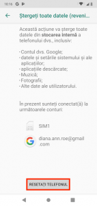 Apasă Resetați telefonul