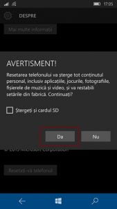 Windows 10 Mobile, reseteaza, setari, fabrica, initiale, Microsoft, Lumia