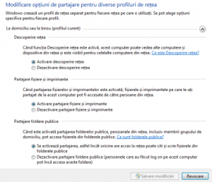 Particularizare setari de retea si partajare Windows 7