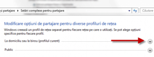 Particularizare setari de retea si partajare Windows 7