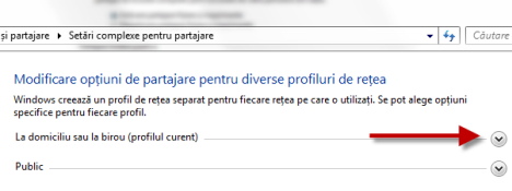 Particularizare setari de retea si partajare Windows 7