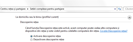 Particularizare setari de retea si partajare Windows 7