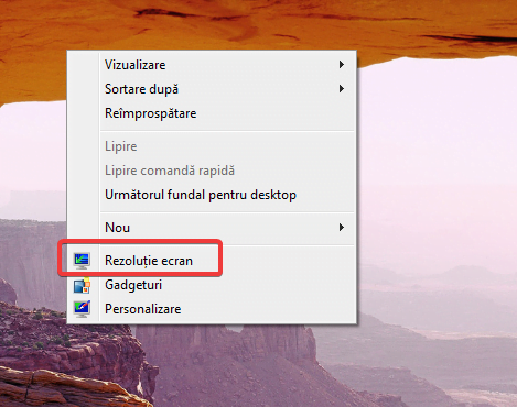 Meniul clic-dreapta pe desktop în Windows 7