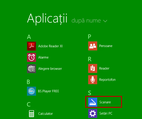Scanare, aplicatie, app, Windows 8.1, documente, imagini, setari