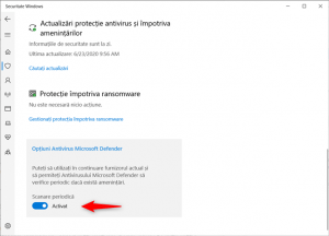 Scanarea periodică a fost activată în Antivirusul Microsoft Defender din Windows 10