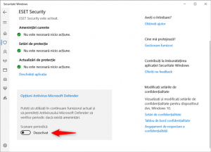 Activarea Scanării periodice cu Antivirusul Microsoft Defender în Windows 10