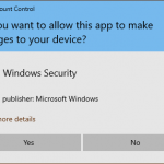 O notificare CCU generată de Securitate Windows