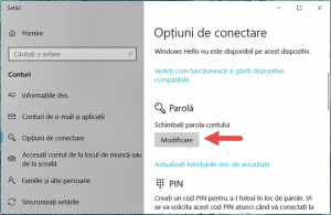 Windows 10, schimba parola, utilizator