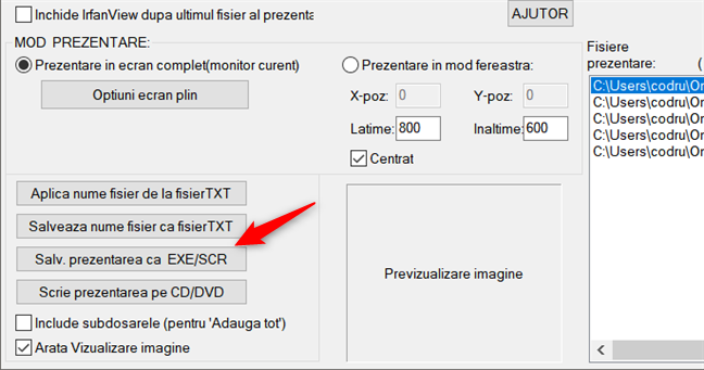 Salvarea prezentării ca fișier SCR (screensaver)