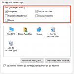 Selectează pictogramele pe care le vrei pe desktop