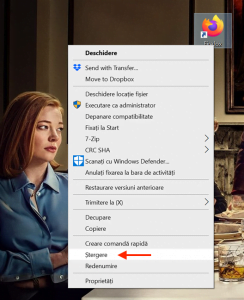 Apasă pe Ștergere pentru a înlătura o scurtătură