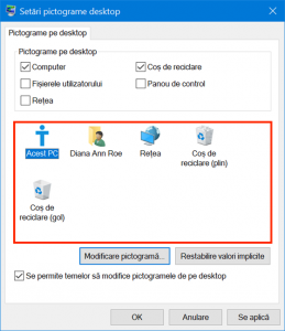 Selectează pictograma din zona evidențiată