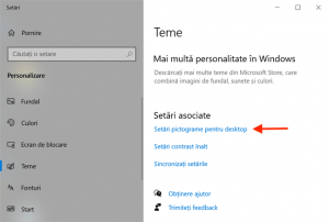 Accesează Setări pictograme pentru desktop