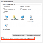 Asigură-te că opțiunea nu e bifată pentru a evita schimbarea pictogramelor