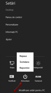 inchidere, repornire, Windows 8, Windows 8.1