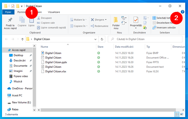 Cum selectezi toate fiÈ™ierele dintr-un folder utilizÃ¢nd panglica din File Explorer Ã®n Windows 10