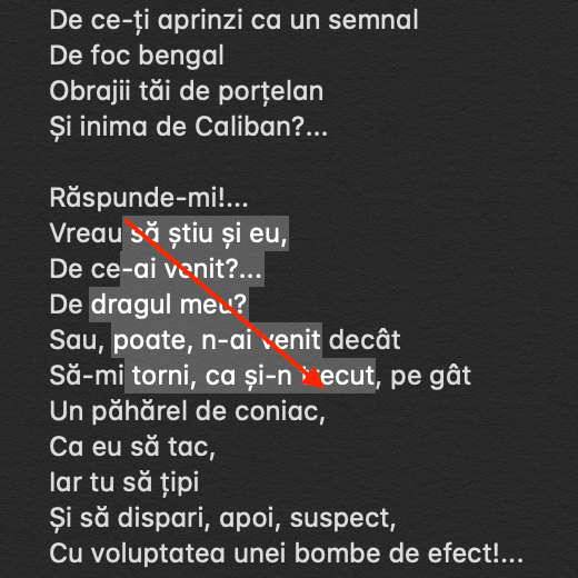 Dă dublu-clic și menține apăsat în timp ce apeși Option pentru a începe o selecție dreptunghiulară care include cuvinte întregi