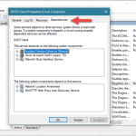 Windows, servicii, dependente