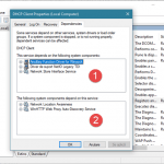 Windows, servicii, dependente