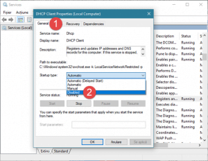 Windows, servicii, dependente