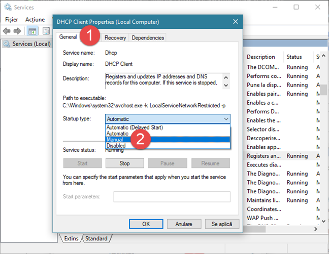 Windows, servicii, dependente