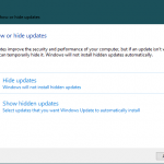 Cum se ascund actualizările cu Show or hide updates