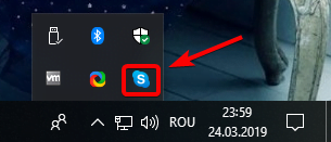 Pictograma Skype în sertarul de sistem