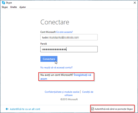 Microsoft, Skype, Windows, aplicatie, asociere, conectare, link, cont, setari