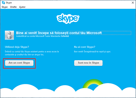 Microsoft, Skype, Windows, aplicatie, asociere, conectare, link, cont, setari