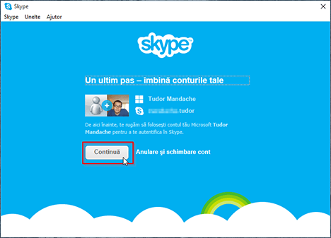 Microsoft, Skype, Windows, aplicatie, asociere, conectare, link, cont, setari