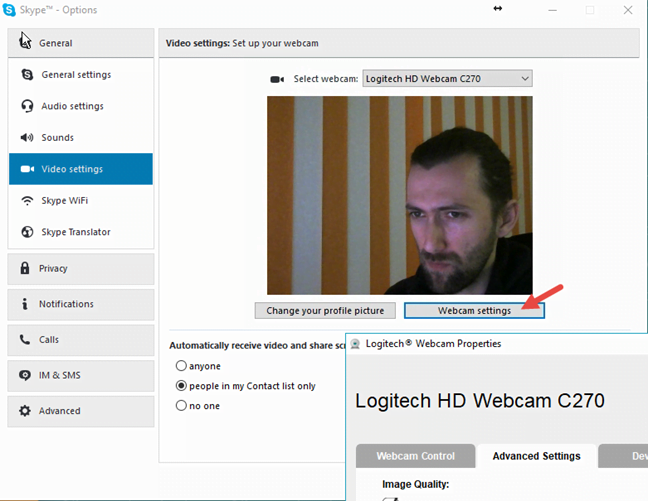 Skype, webcam