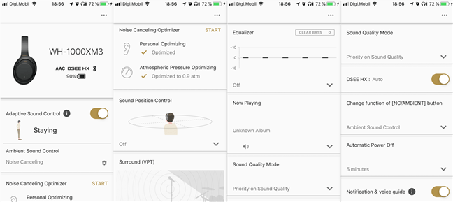 Aplicația Sony Headphones Connect pentru iOS