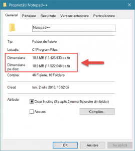 Mergi la fila General și vezi dimensiunile programului