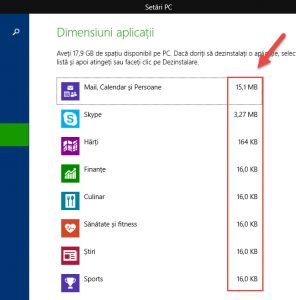 Vezi dimensiunile aplicațiilor universale din Windows 8.1
